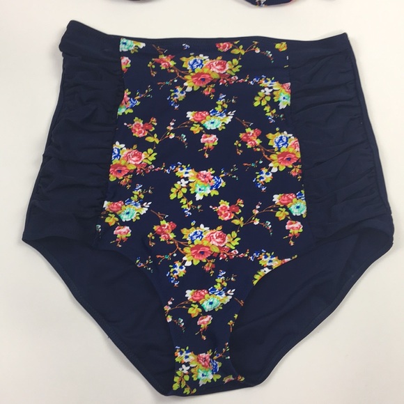 Sexy retro high waisted Plus Size Bikini Blue - Picture 3 of 8